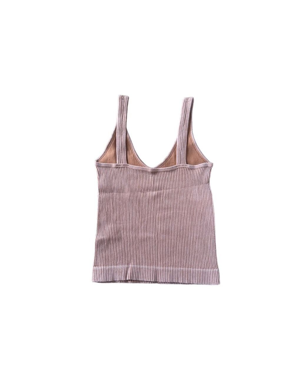 Women's Aura Ribbed Tank Top S Pink Brown